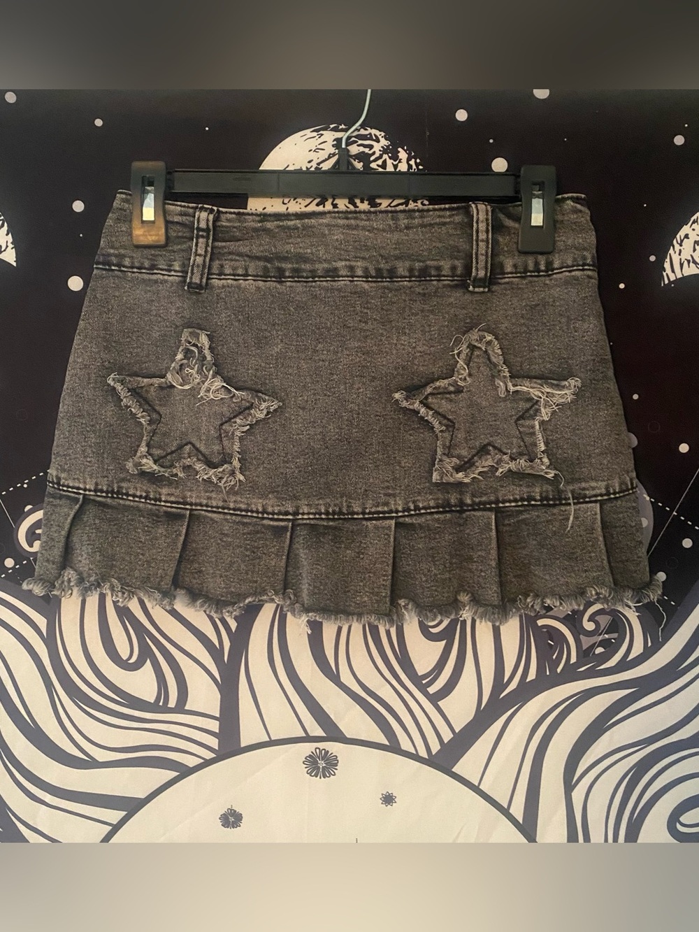 Grey Rave Alt Emo Flirty Mini Skirt with Star Detail